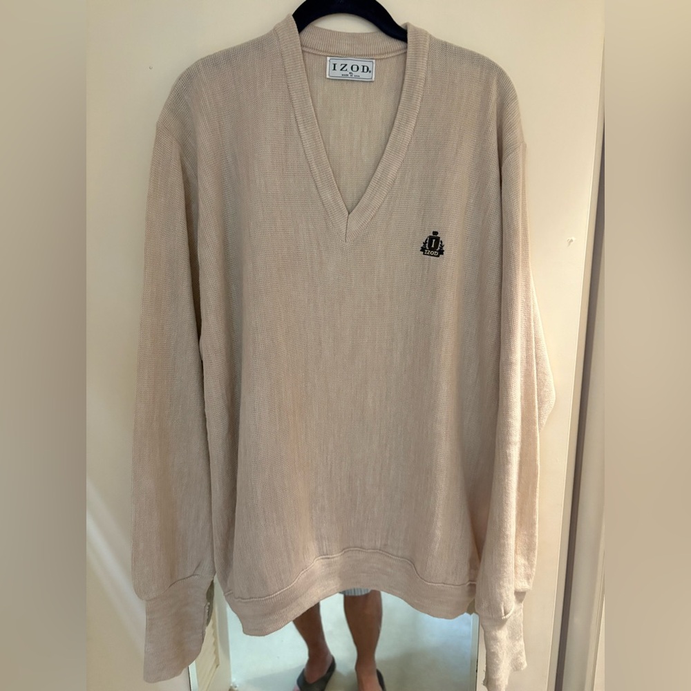 Men's Beige V-Neck Sweater